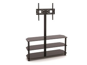 3-Tier Corner-Notched Glass Media Console With Tv Mount Bracket (Large)